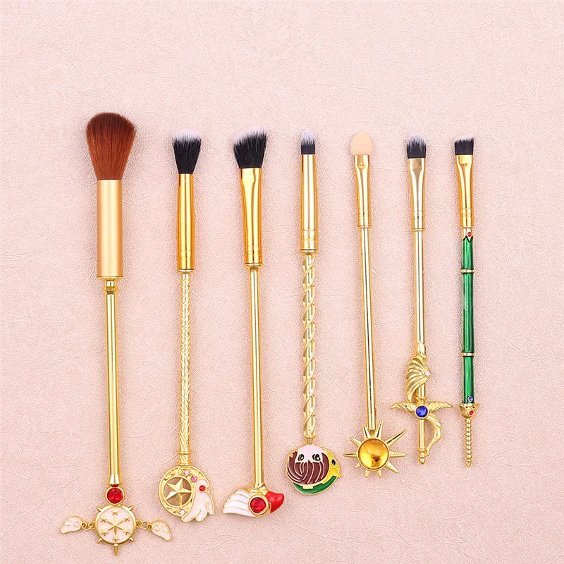 Cardcaptor Sakura кисти для макияжа Косметическая металлическая ручка с кристаллами основа для теней Губка кисти косметические инструменты