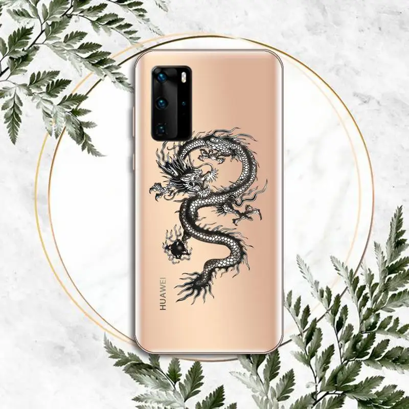 

Dragon Tattoo Hand Drawing Phone Case Transparent for Huawei P honor 8 10i 20 30 40 smart 2019