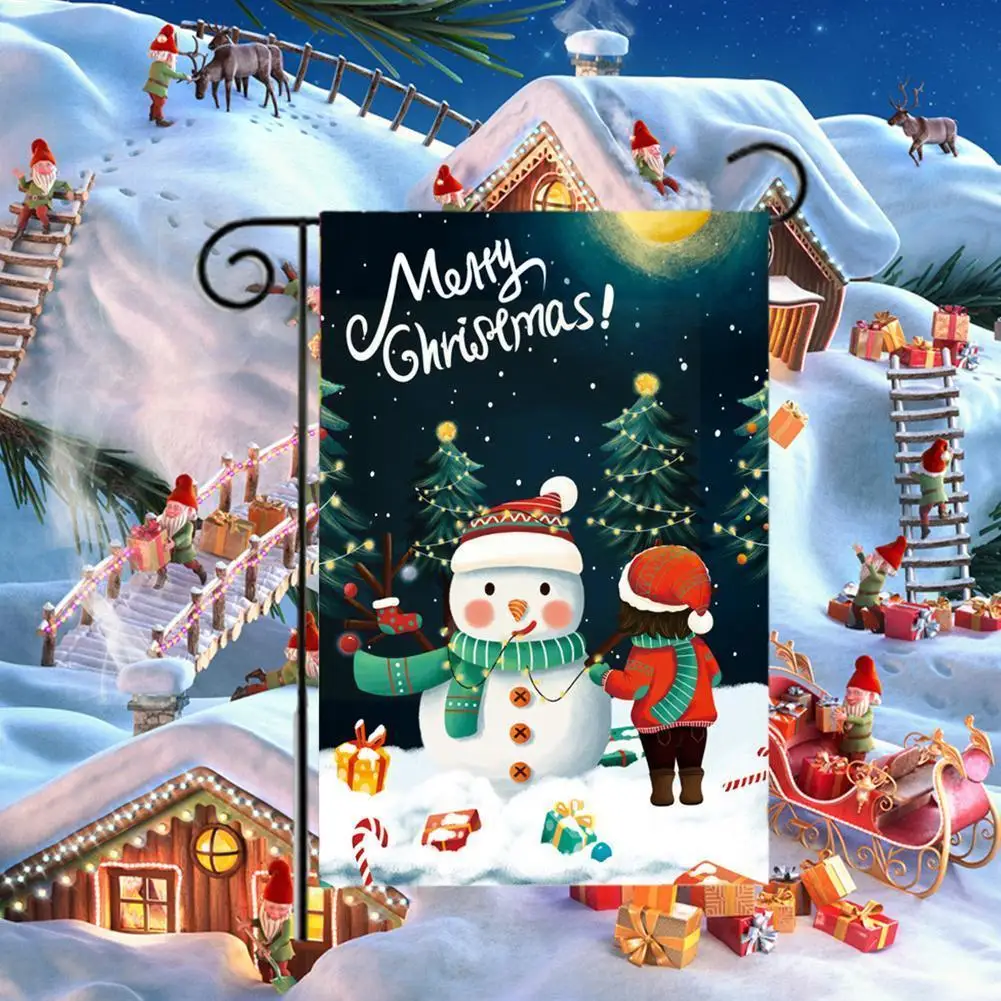 

1PC Christmas Garden Flag Polyester Santa Claus Outdoor Flags Banner New Gift Navidad Hanging Decoration Xmas Flag Home Yea B6F3