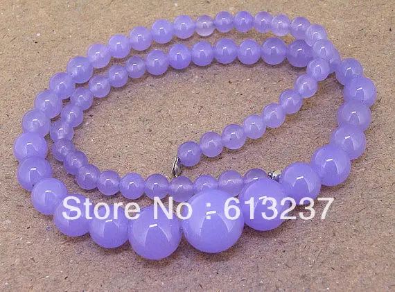 

Hot sale 6-14mm purple natural chalcedony jades stone violet round chain choker tower necklace for women jewelry 18inch MY5376