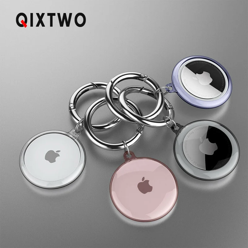 

Luxury Transparent TPU Shockproof Anti Lost Keychain Soft Case For Apple Airtag Bag With Locator Tracker Buckle Protection Cover
