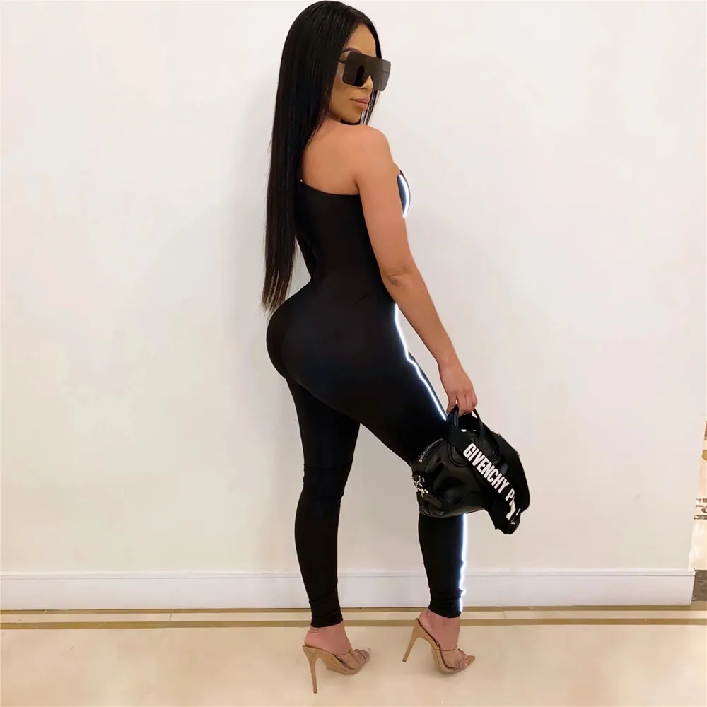 Женский Облегающий комбинезон на одно плечо однотонный светоотражающий в