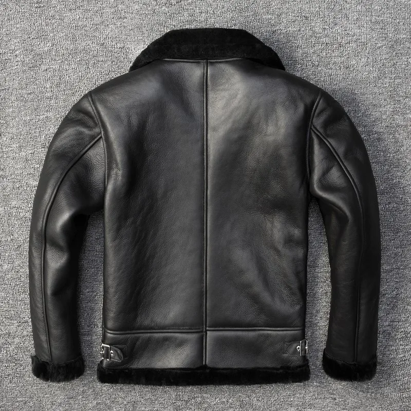 2022 Women Genuine Leather Coat Motor Biker Jacket 100% Shearing Sheepskin Wool Cashmere Liner Female Winter Cloth XXXL 2XL 3XL