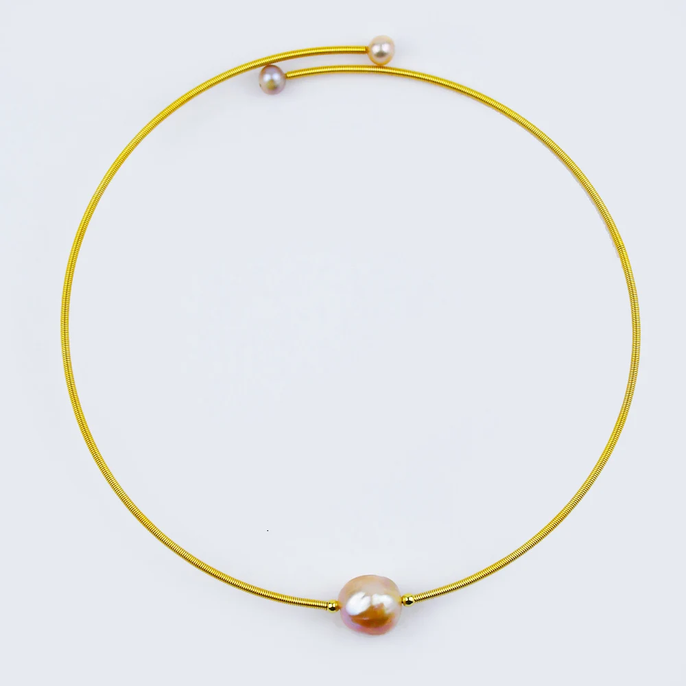 KBJW Чистый золотой цвет колье и браслет из натурального жемчуга ручной работы