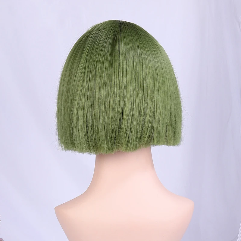 AILIADE короткие Парик Синтетические прямые волосы зеленый парик для косплея Для