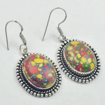 

Мозаичные жаберы, серебристые Многослойные медные серьги, 49 мм, E3316