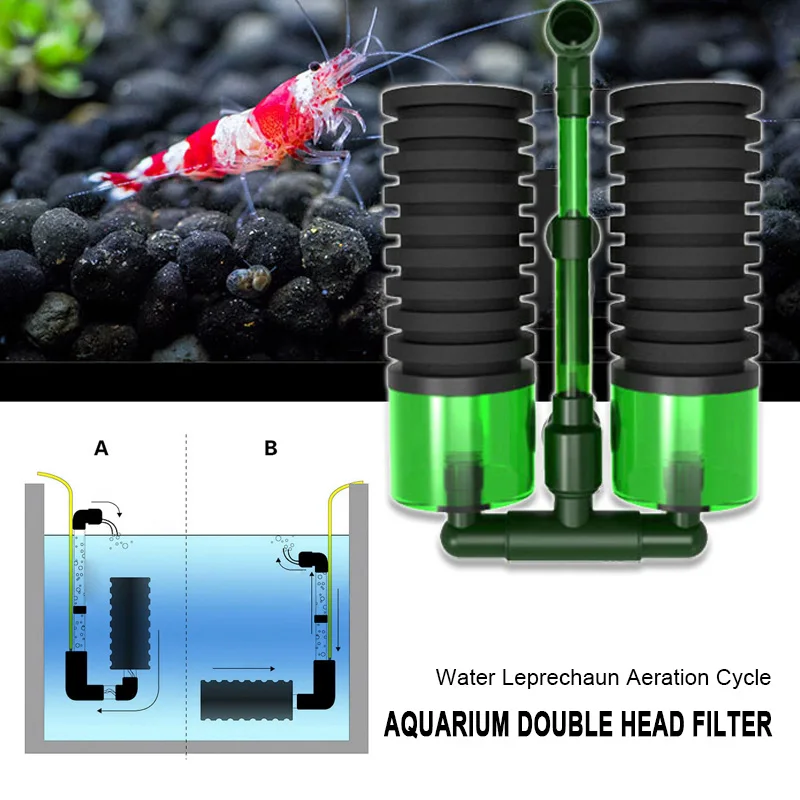 

Double Head QS-200A Biochemical Sponge Filter Practical Fish Tank Equipment QS-100A Aquarium Accessories Absorb Safe Sponges