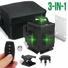 Лазерный уровень, 16 линий, зеленый лазер 4D, Горизонтальные и вертикальные перекрестные линии с автоматическим самовыравниванием в помещении и на улице, с настенным кронштейном