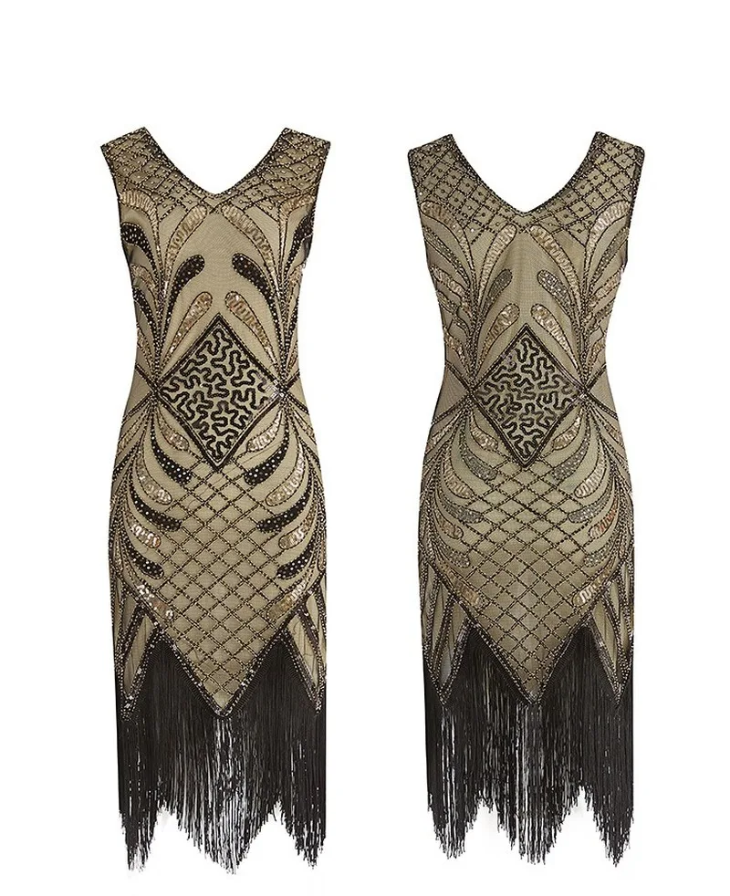 Женское вечернее платье-миди с бахромой и блестками в стиле 1920-х годов | Женская