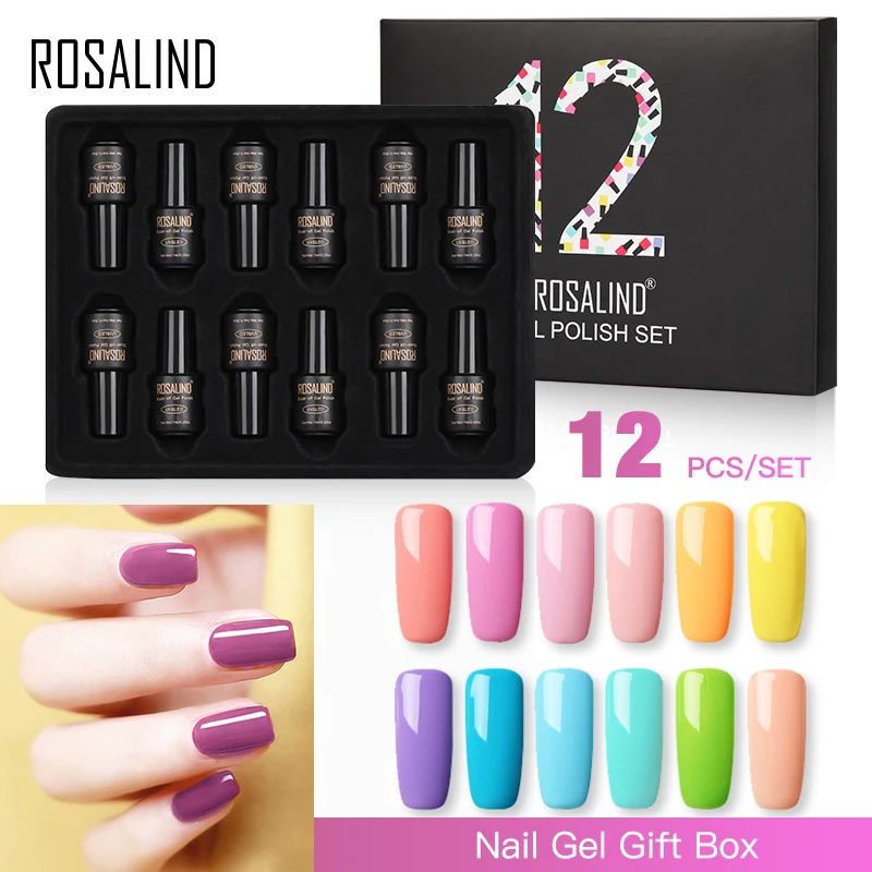 Набор акриловых гель лаков для ногтей ROSALIND гибридные лаки маникюра удаляются