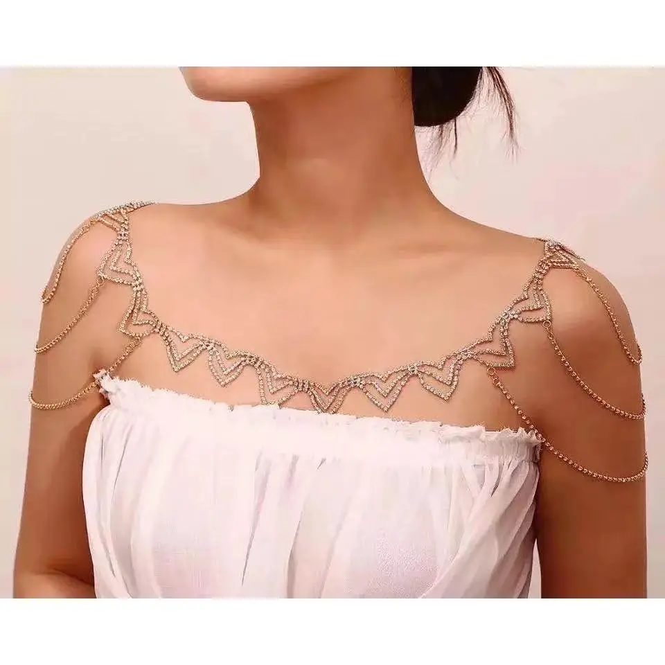 

Bohemian style fashion women's shoulder chain body chain shining Crystal Bridal Wedding Jewelry Necklace shoulder chain accessor