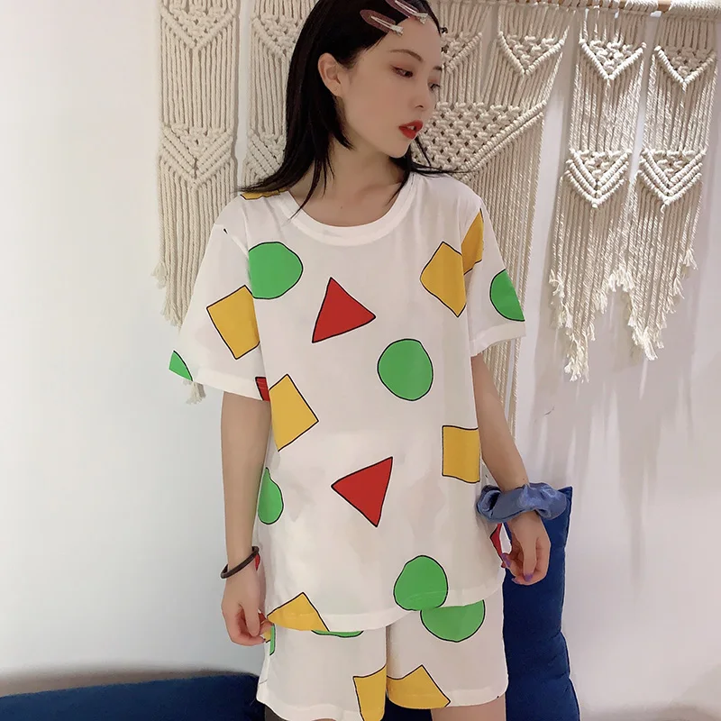 Пижама Sin Chan женская пижама для мужчин/женщин Летняя одежда сна костюмы с шортами