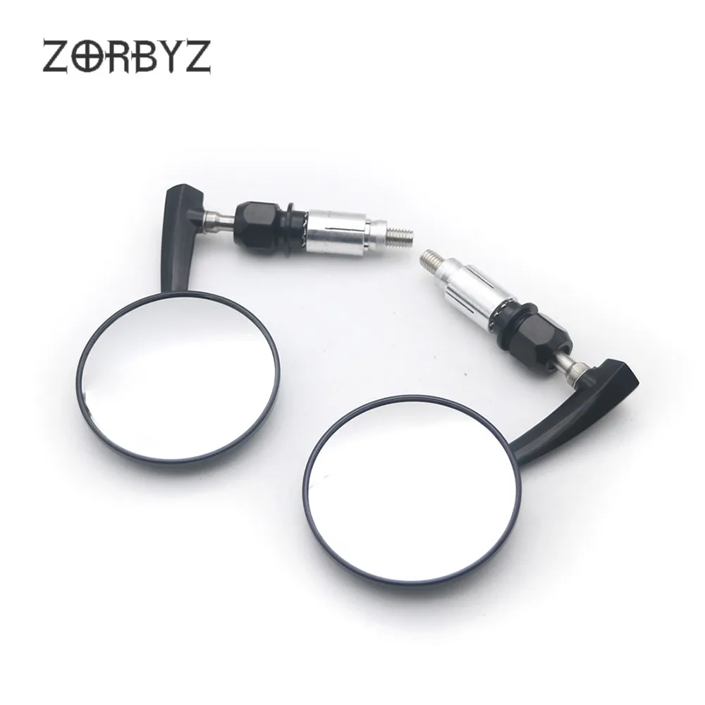 Черные мотоциклетные боковые зеркала заднего вида ZORBYZ с круглой ручкой в стиле