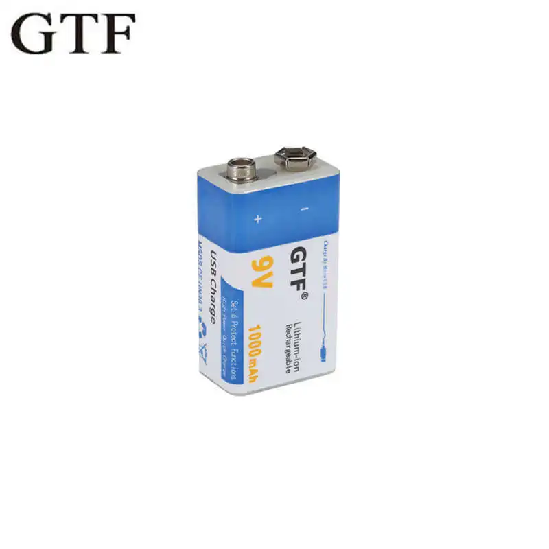 

Lithium cell usb rechargeable gtf, 9v, 1000mah, li-ion, microphone, toy, remote control, direct upload