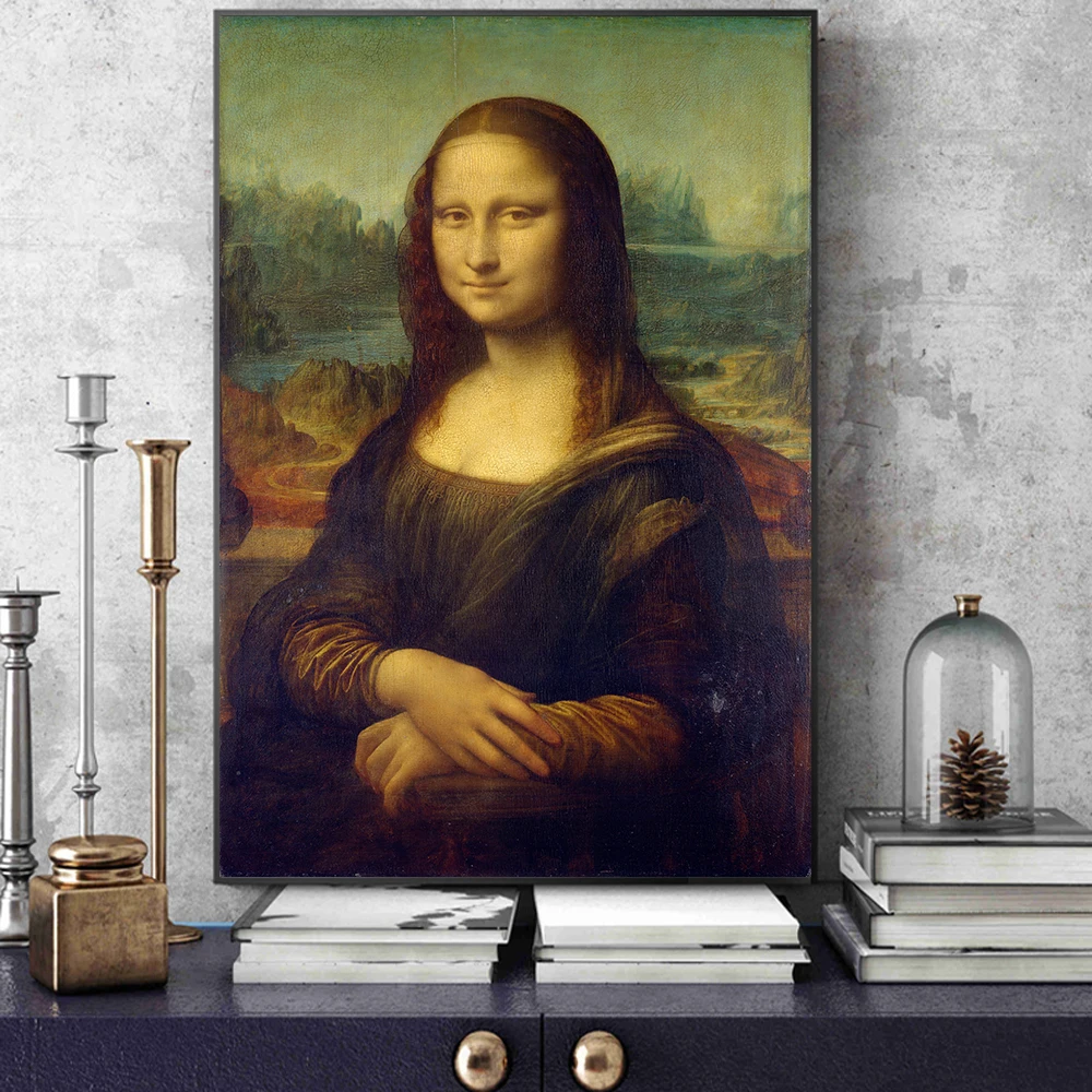 

Leonardo Da Vinci The Mona Lisa Smile Oil Painting on Canvas Posters and Print Wall Picture Famous Art for Living Room Cuadros