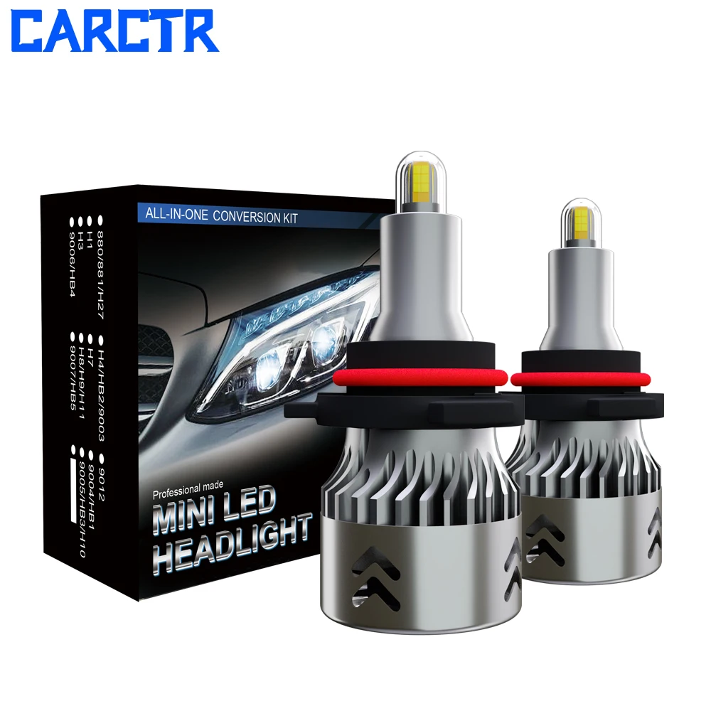 Светодиодные лампы CARCTR для автомобильных фар H7 H8 H9 9005 H10 9006 H1 8 сторон 360 градусов 60