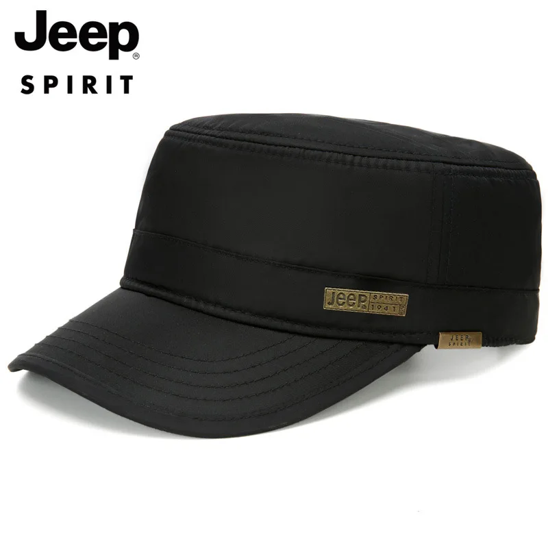 

Autumn and winter new style plus velvet warm flat top hat men's windproof fashion military cap casual baseball field cap 3NMa