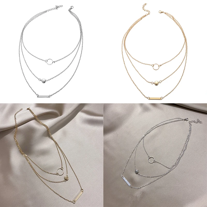Лидер продаж модное многослойное ожерелье многоэлементные металлические