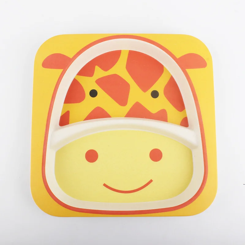 Милый набор посуды с жирафом из мультфильма для детей посуда бамбукового волокна