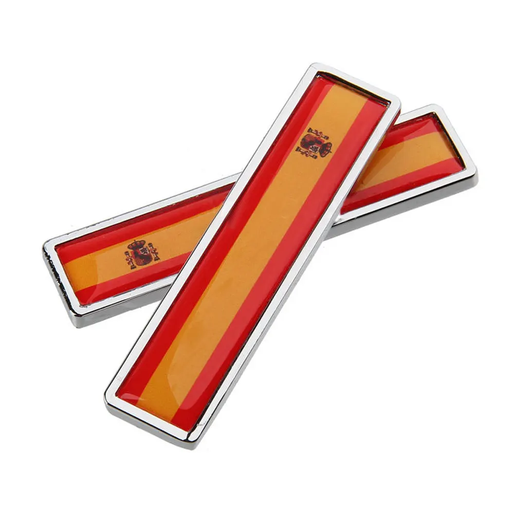 1 Pair 3D Car Metal Sticker Aluminum Spain National Flag Body Trunk Logo Auto Motorcycle Personality Decoration Car|Наклейки на