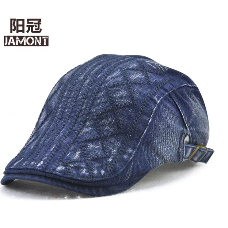 Мужской Хлопковый клетчатый берет JAMONT со стразами Повседневная шляпа от солнца