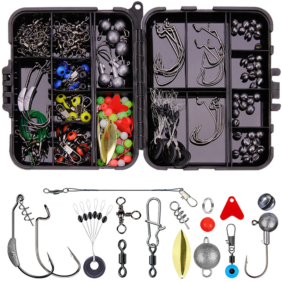 

213pcs/box Fishing Accessories Kit Box Set Including Fishing Hooks Beads Sinker Snaps Swivels Terminal Rock Carp Fishing Tackle