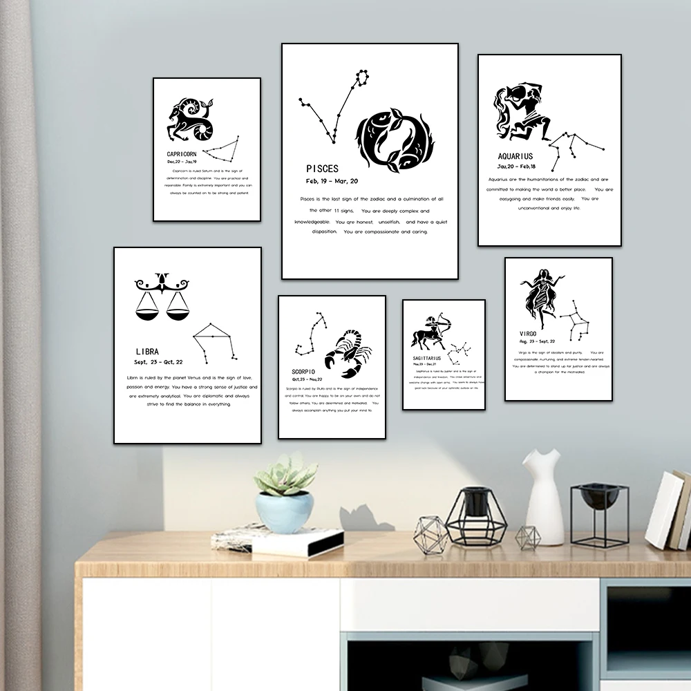 

12 Constellations Home Decor Nordic Canvas Painting Wall Art Modern Abstract Posters and Prints Minimalist Art for Living Room