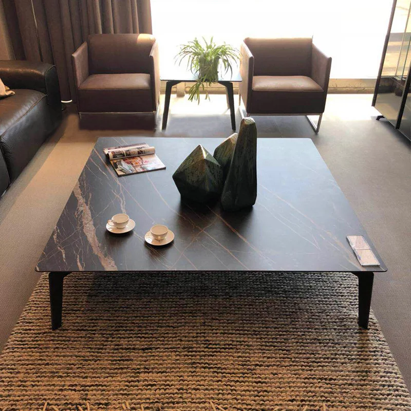 

Imported Rock Board Tea Table Square Living Room High-End Size Apartment Nordic round Coffee Table Rectangular table