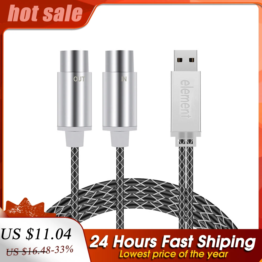 Миди кабель с индикасветильник USB MIDI профессиональный преобразователь для