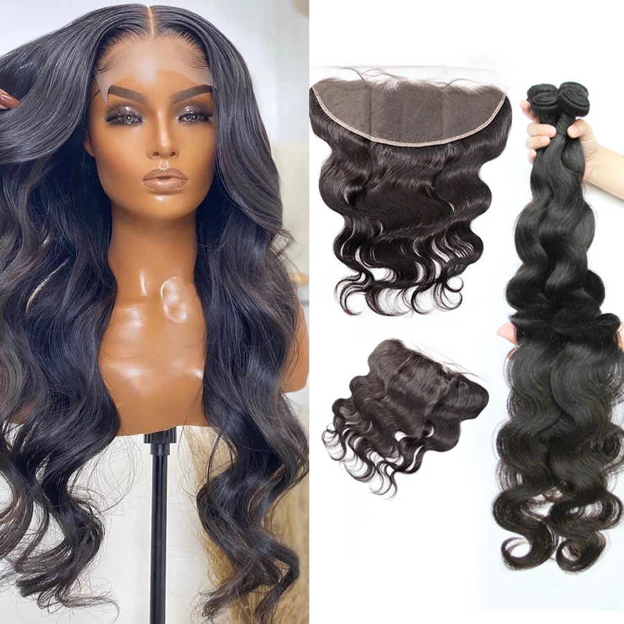 

Body Wave Bundles with Frontal Brazilian Hair Weave Bundle with Lace Closure Remy 100% Human Hair Weave With Closure 3 4 Bundles