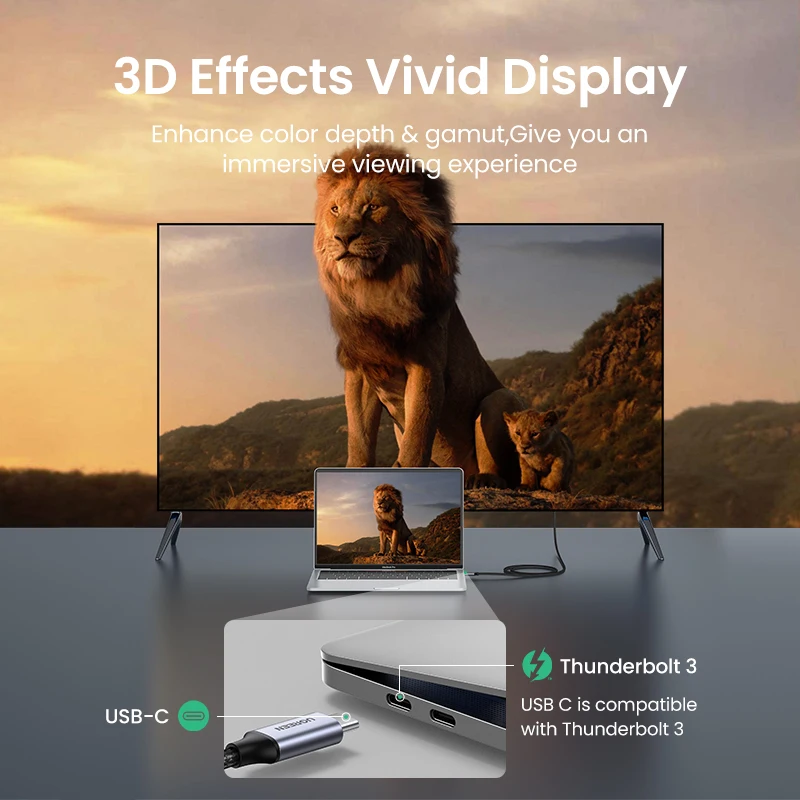 Адаптер UGREEN USB Type C-HDMI 4K для ТВ кабель C ПК Macbook Pro iPad Samsung Galaxy Pixelbook Xiaomi HDMI |