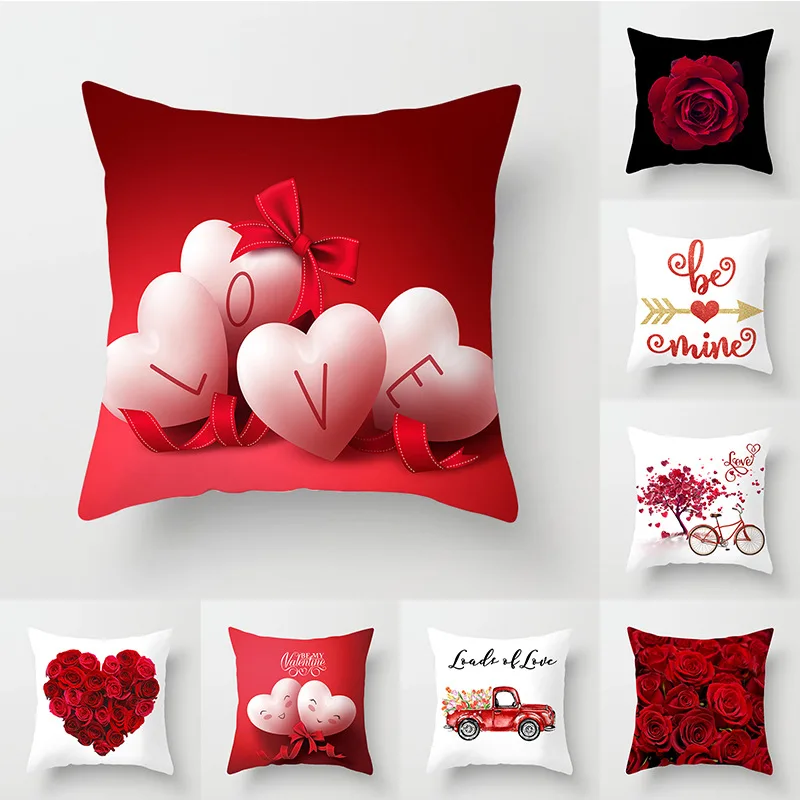 

1 pcs 45x45cm New Valentine's Day Red Rose Hugging Pillow Case Wedding Gift Home Pillow Cushion Cover