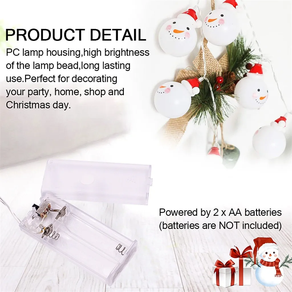 Рождественский 10 Светодиодный светильник Гирлянда снеговик Санта Клаус