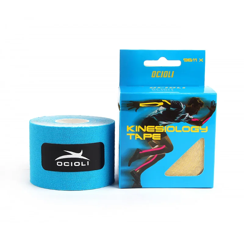 sky blue with box 1 рулон кинезиологической ленты рулон хлопок эластичный клейкая повязка для мышц деформация травм поддержка Наколенники Футбол Волейбол - Цвет: sky blue with box