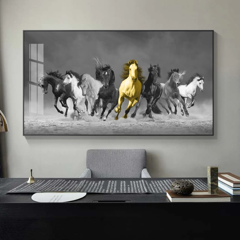 

Плакат с животными, фигурка восьми лошадей, холст, картина, коридор, настенное искусство, современный минималистичный кабинет, гостиная, дек...