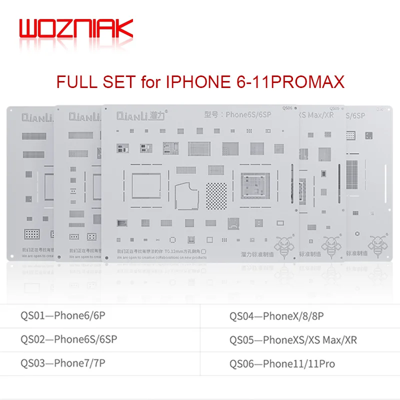 QIANLI BGA Оловянная Стальная Сетчатая опалубка для iphone 6 6p 6sp 7 7p 8 8p x xs max 11 pro T0.12MM