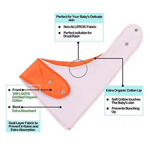 Детская бандана слюнявчик из 100% органического хлопка для мальчиков и девочек