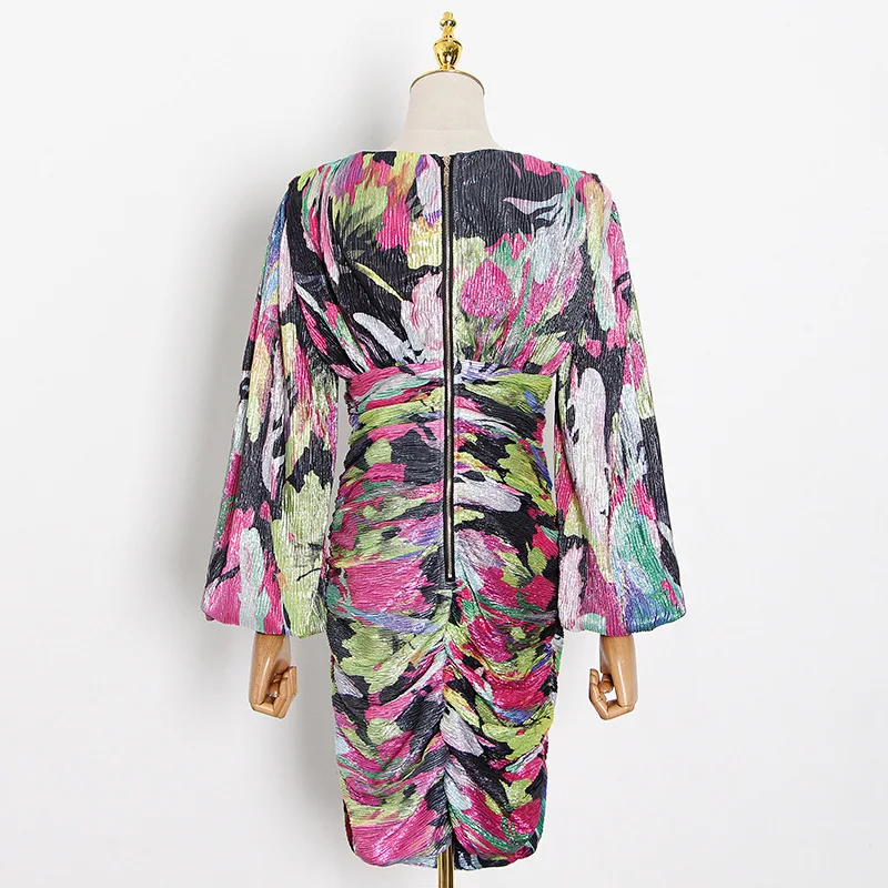 Женское облегающее платье с оборками Летнее мини-платье цветочным принтом