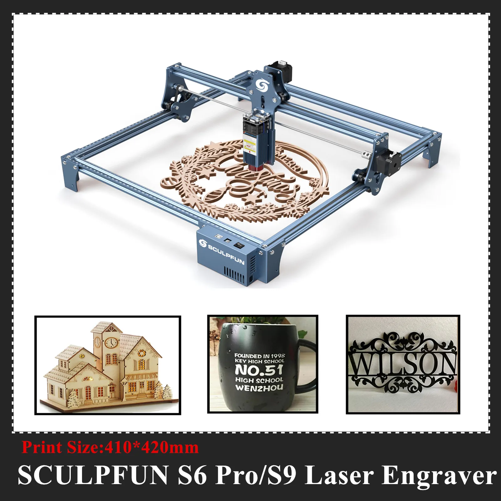 

SCULPFUN S6Pro 60W/S9 90W Laser Engraving Machine Ultra-thin Laser Beam Shaping Technology Wood Acrylic Laser Engraver 410x420mm