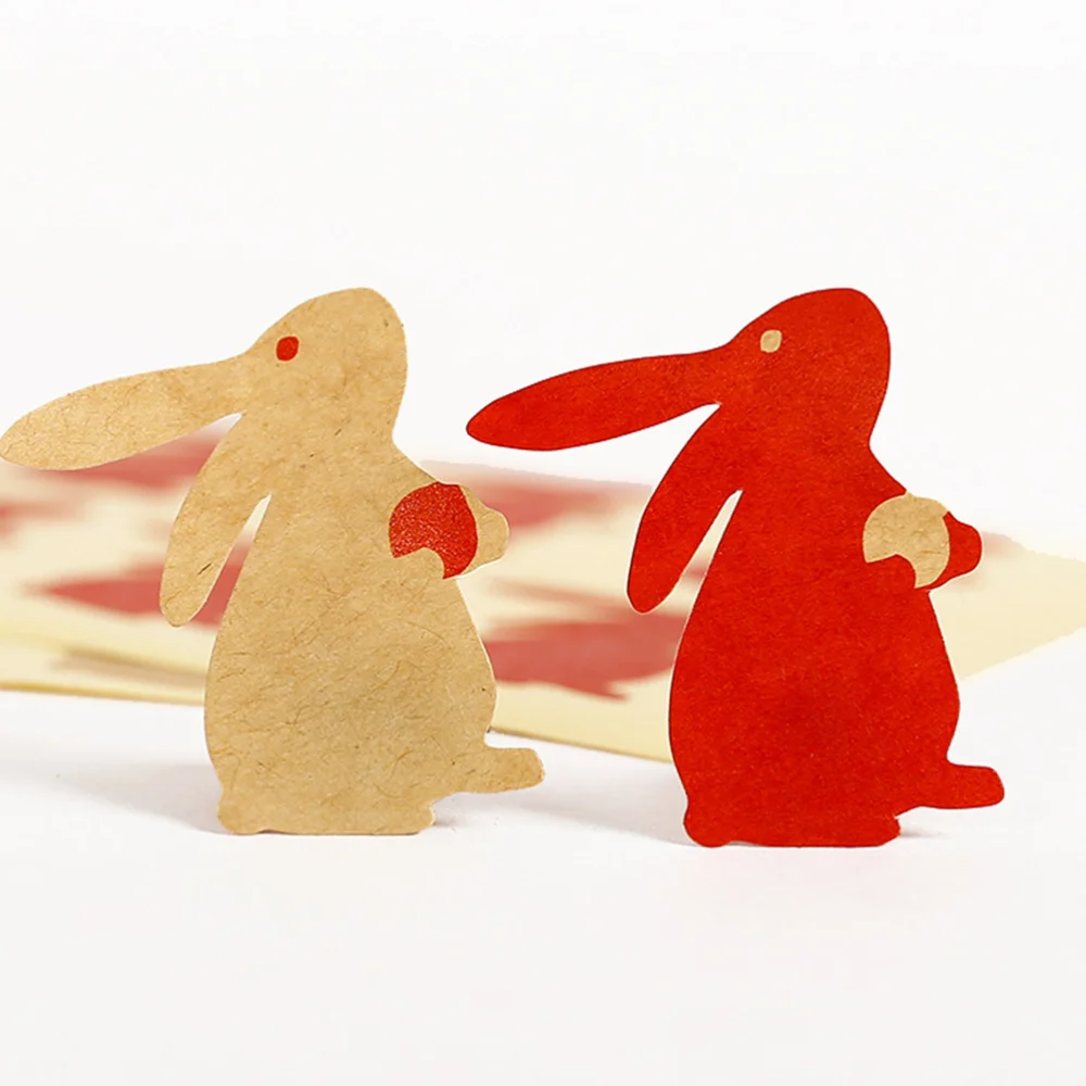

24 Sheets of Kraft Paper Sealing Stickers Rabbit Shaped Self-Adhesive Label Stickers Gift Packaging Stickers