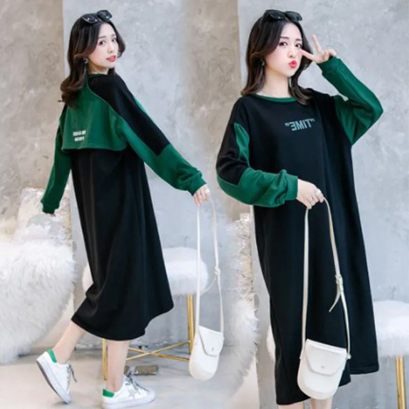 Модные корейские платья для беременных и кормящих женщин дышащие осенне-зимнее