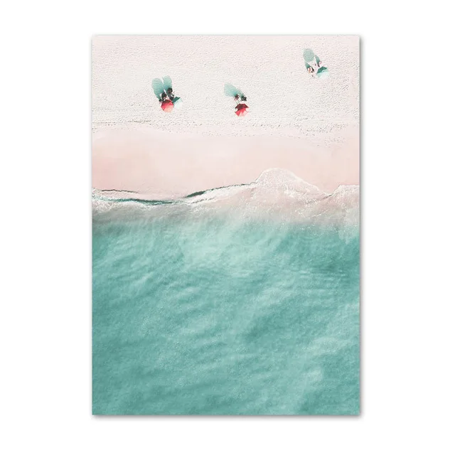 Pink Cactus Pineapple Blue Sea Beach Wall Art Canvas Painting Nordic Posters And Prints Pictures For Living Room Decor | Дом и сад