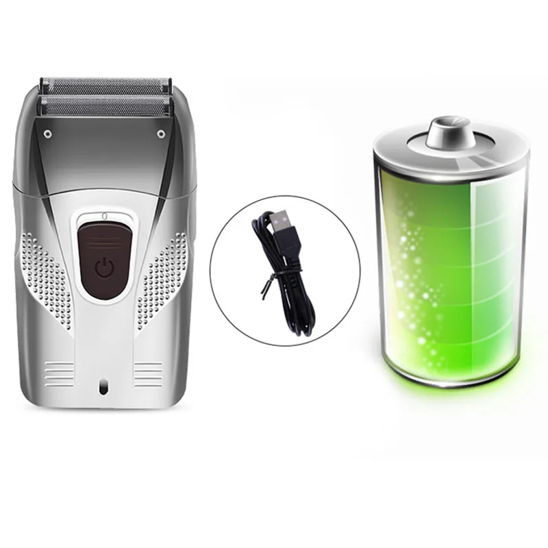 

Electric Shaver for Men Razor Hair Removal Beard Trimmer Usb Cable Retro Reciprocating Double Cutter Head