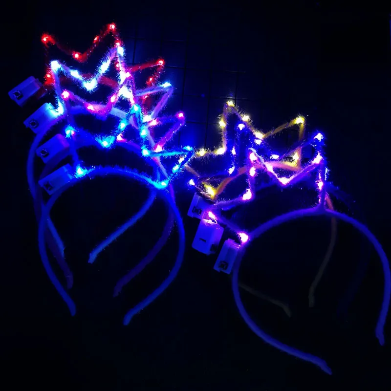 

2022 New Crown Flashing Glow Headband Women Lady Children Blinking Hairbands Christmas New Year Glow Party Supplies