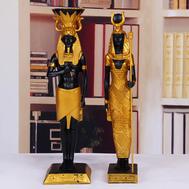 

2Pcs/lot Ancient Egypt God Pharaoh God of War Statue Resin Crafts Cleopatra Art Sculpture Home Desktop Decoration Souvenir
