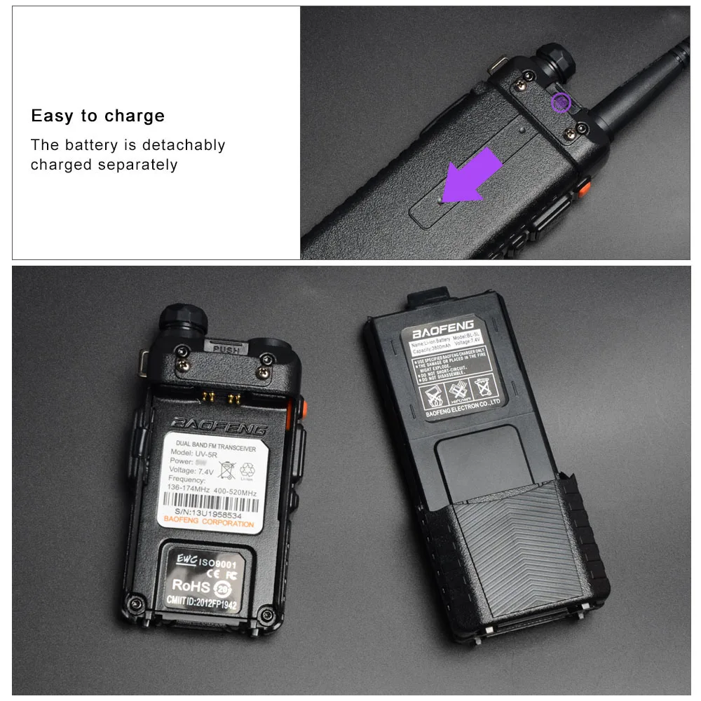 Baofeng UV-5R портативная рация 5 Вт 3800 мАч радиоприемник VHF 136-174 МГц UHF 400-520 МГц Baofeng UV-5R радиокоммуникационная станция