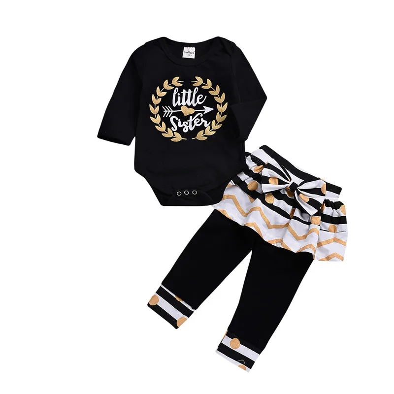 Комплекты для новорожденных девочек 2 предмета одежда маленьких сестер милые