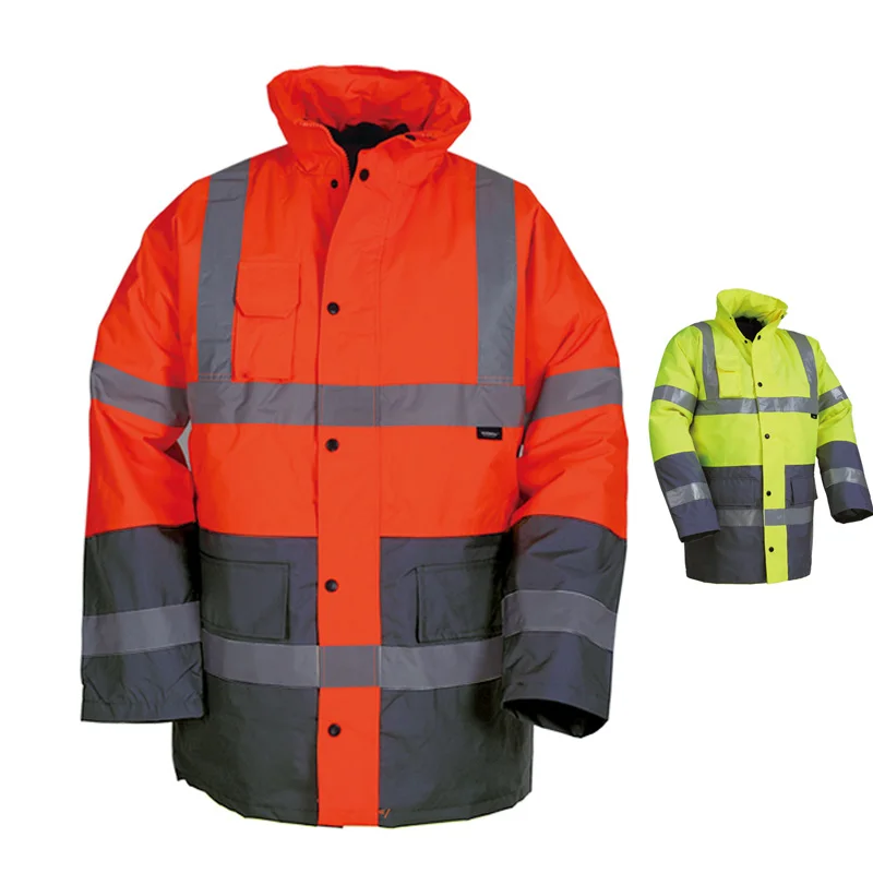 EN471 ANSI/SEA 107 Hi vis двухцветная водонепроницаемая куртка для парка безопасности со светоотражающей лентой оранжевая рабочая одежда зимняя куртка