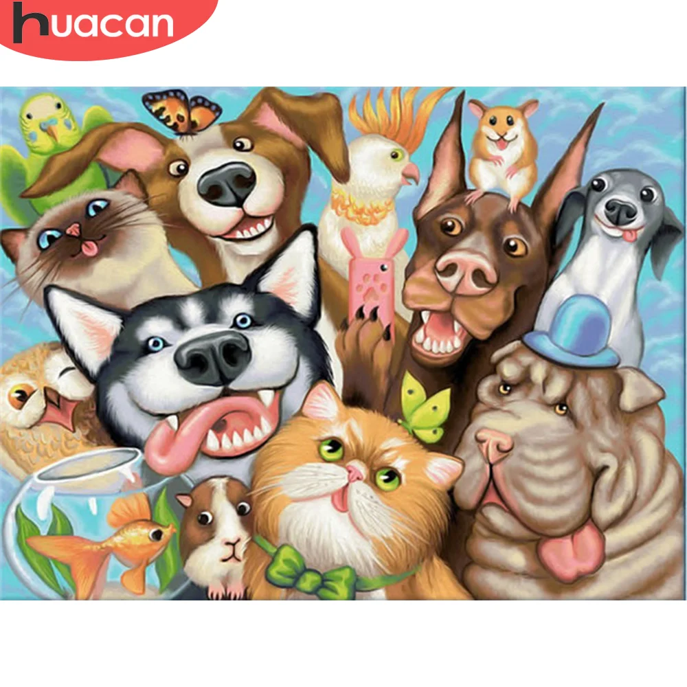 

HUACAN 5D Diamond Embroidery Painting Dog Full Square Round Drill Diamond Mosaic Animal Cross Stitch Needlework Decor For Home