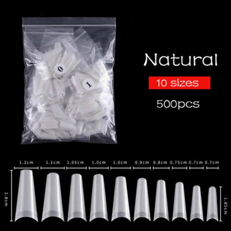 

500 Acrylic Gel Nail Manicure Decor C Curve False Nails Nail Art Tips Half Cover